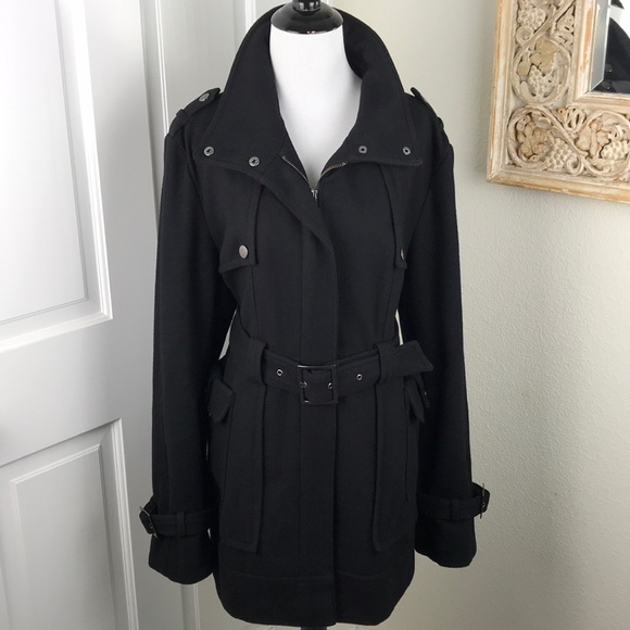 Green with Envy Jackets & Blazers - Green with Envy Wool Coat Belted Trench Pea Style